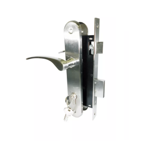 Juego Cerradura Incrustar Con Manija Acero Inox.
