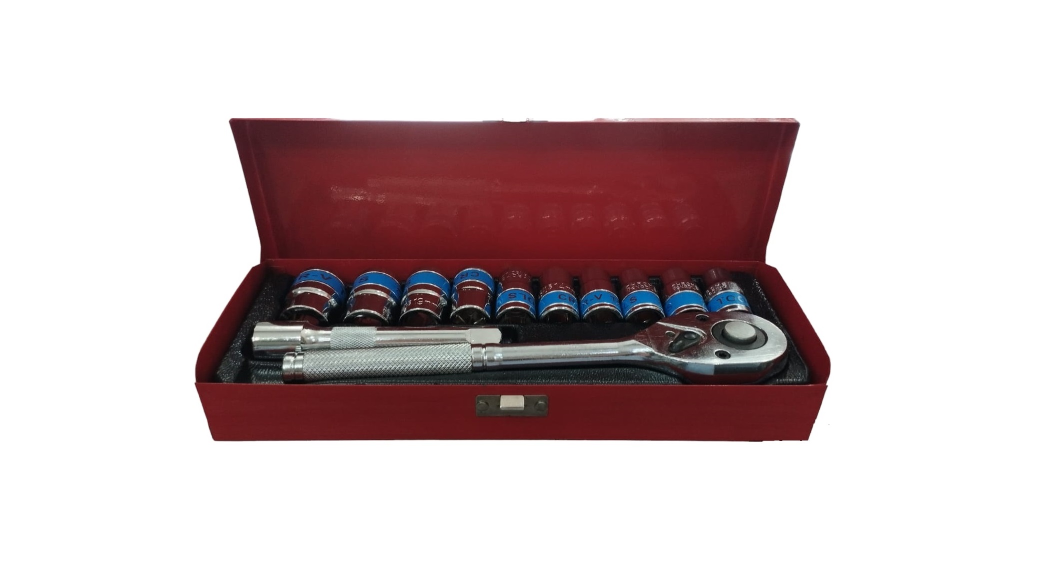 Juego De Ratchet 1/2 + Extensor 12 Pcs Caja metálica Roja - Imagen 3