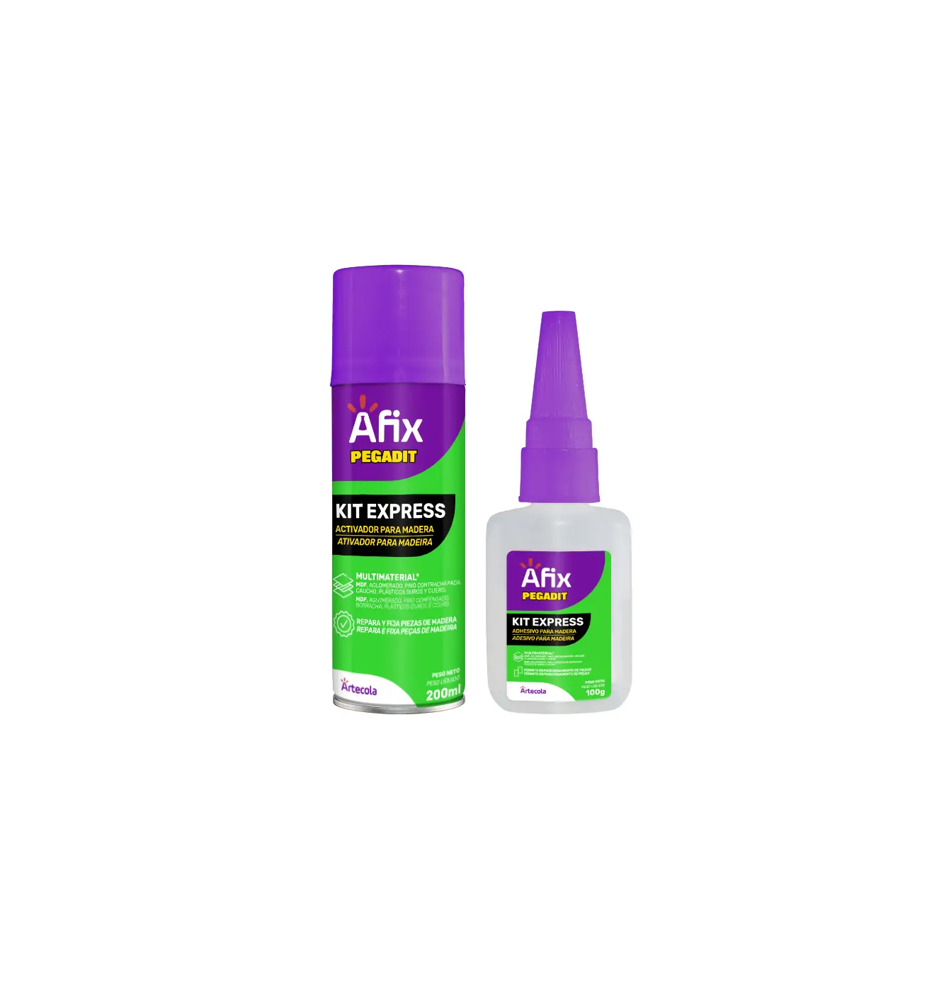 Pegante Para Madera Uso Profesional 100ml + Activador 200ml Afix