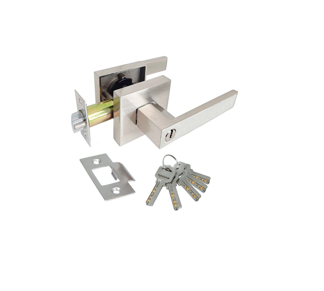 Chapa Palanca Base Cuadrada Niquel Satinado