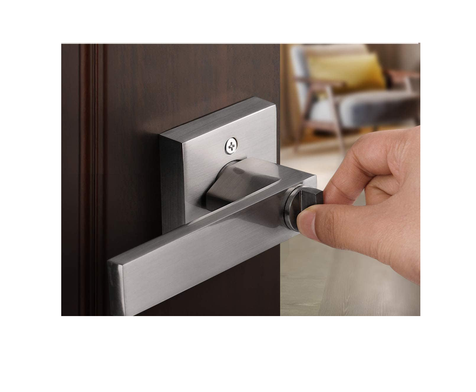 Chapa Palanca Base Cuadrada Niquel Satinado - Imagen 4